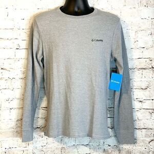 Columbia Gray Waffle Knit Long Sleeve Thermal Shirt Layering Mens Size Medium